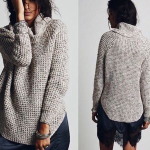Free People Dylan Tweedy Waffle Knit Sweater